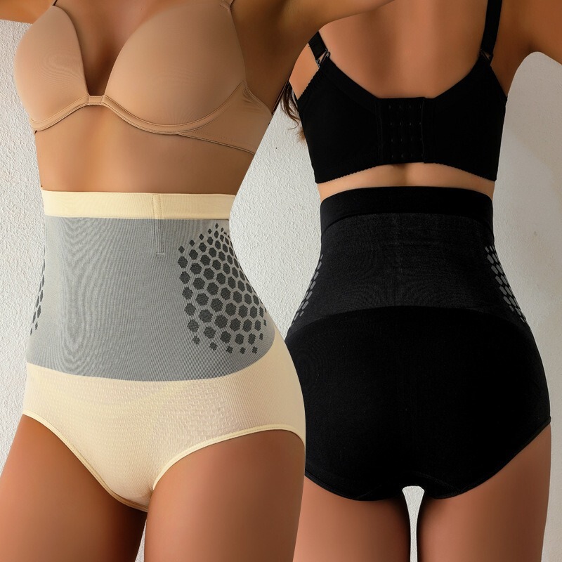 High-Waisted Honeycomb Tummy Control Pants, Plus-Size Waist Cincher, Butt-Lifting Anti-Roll Underwear for Women, Post-Liposuction Shapewear