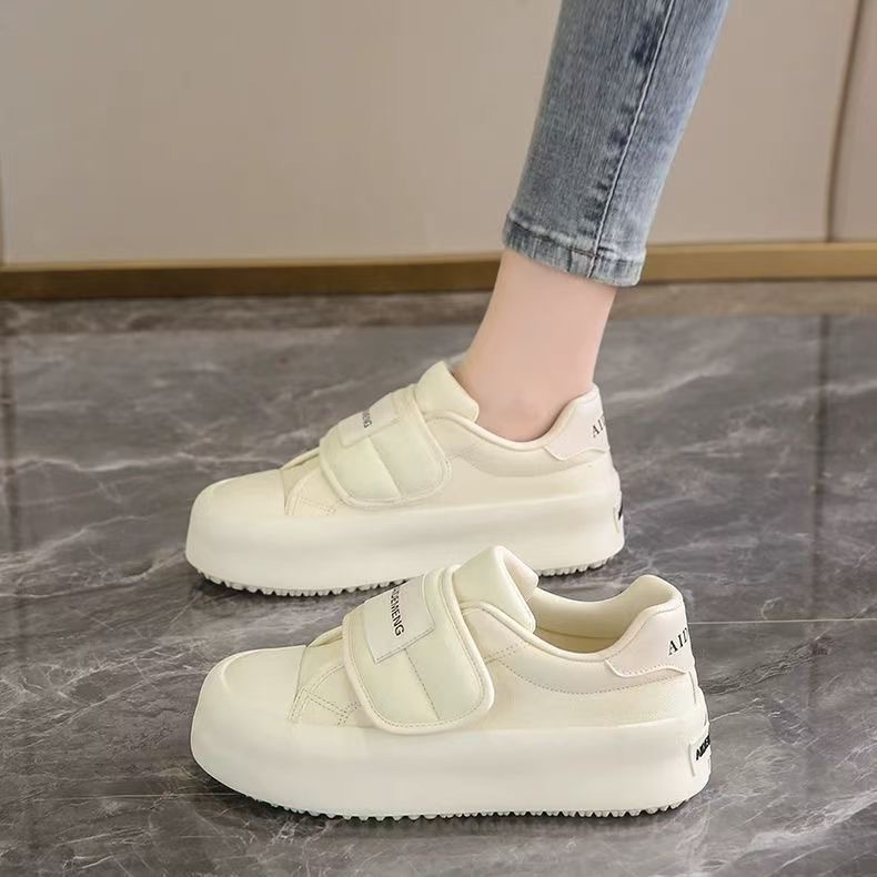 小众魔术贴小白鞋2025秋季新款韩版女鞋帆布鞋厚底增高板鞋女百搭|undefined