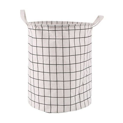 Household fabric dirty clothes basket storage basket round cotton and linen dirty clothes basket toys sundry grid storage foldable laundry