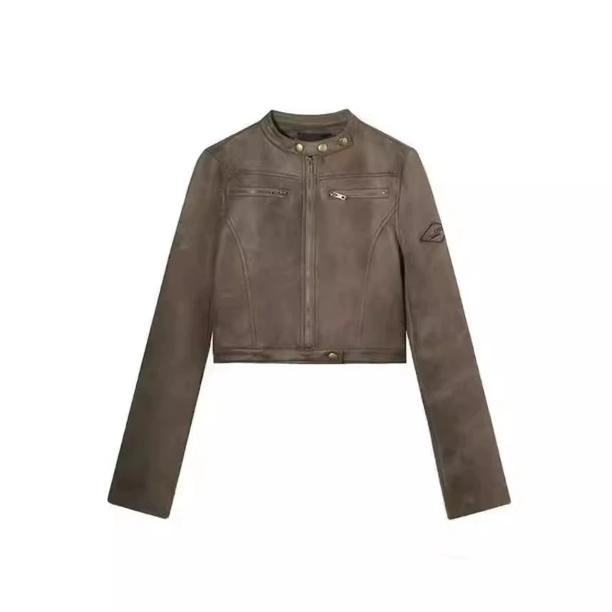 Ретро-полиуретановая куртка короткая, (Physicals), американский стиль, slim fit