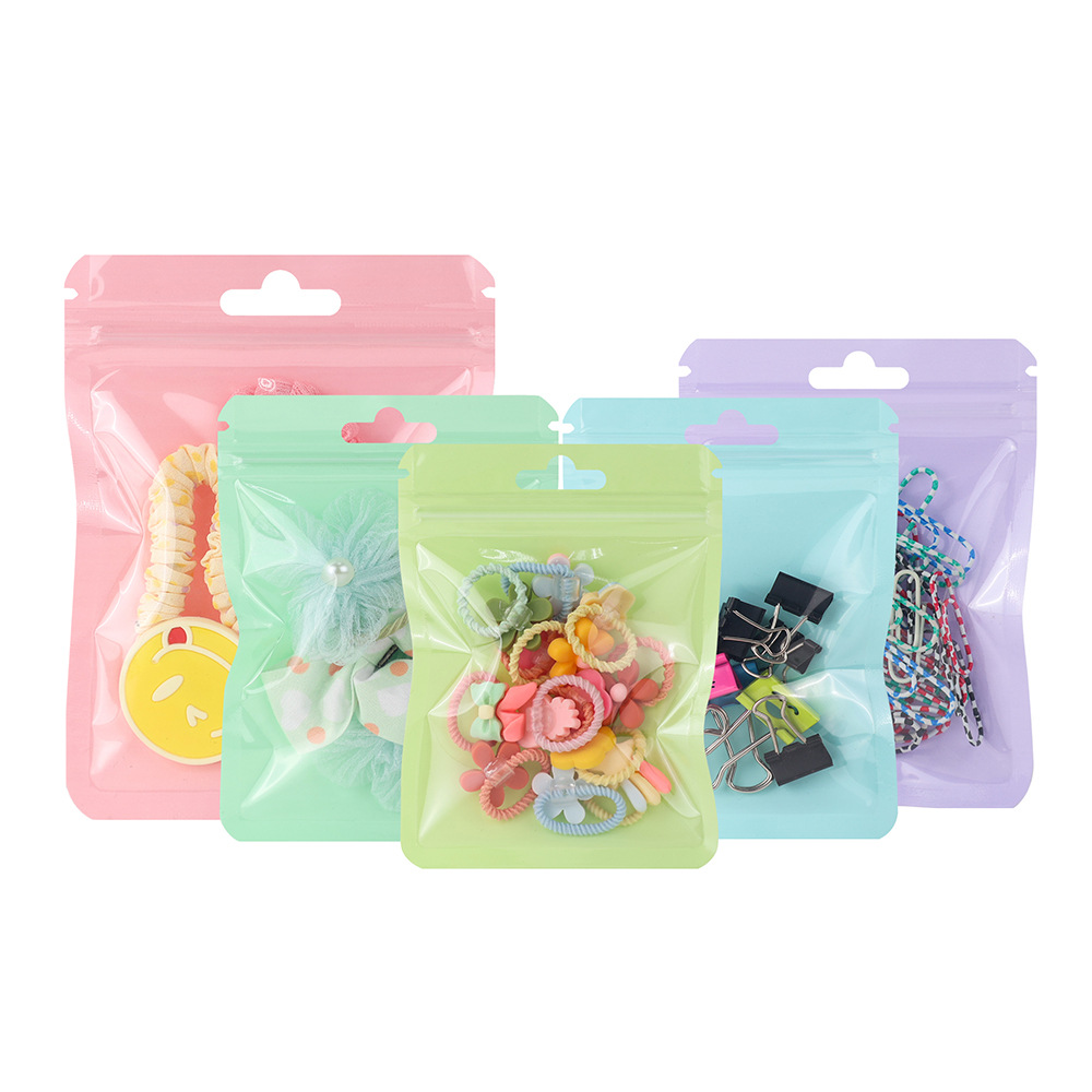 Bolsa de macarón auto-sellada colorida simple ins tarjeta pequeña joyería transparente sellado bolsas de hueso diy pulsera para usar bolsas de braza