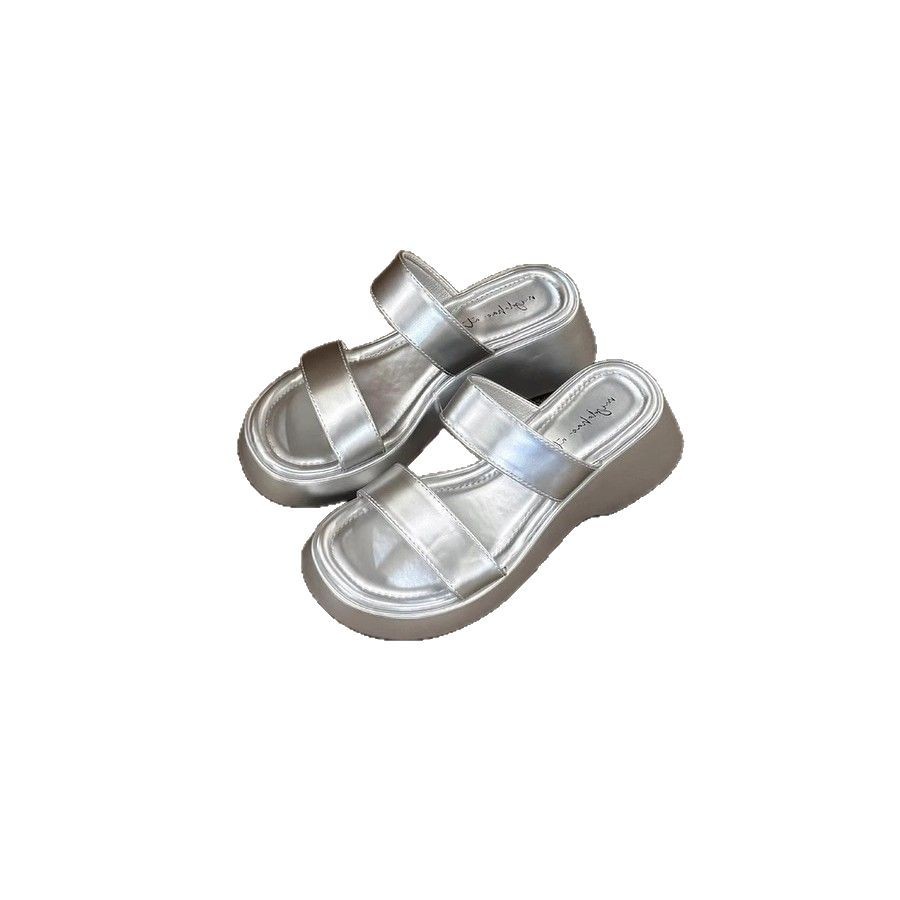 Sandalias y zapatillas de plataforma de bizcocho, zapatos de mujer, desgaste exterior 2025 nuevo estilo de verano con estampado de leopardo, aumento de temperamento, sandalias coreanas de moda