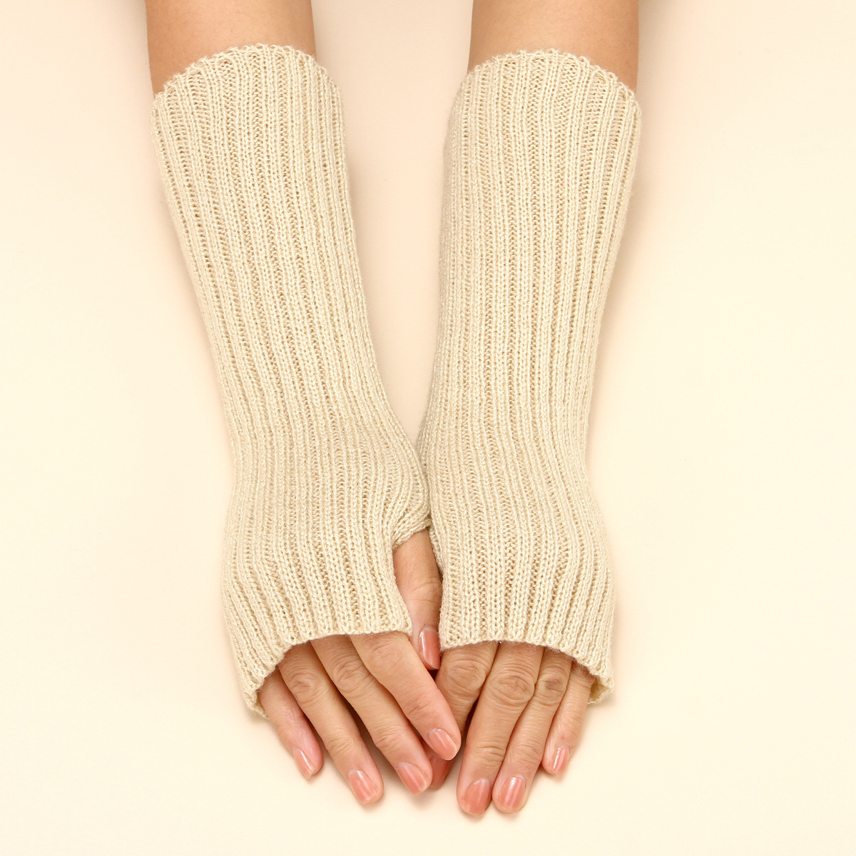 2022 nuevos guantes de lana transfronterizos de otoño e invierno para hombres y mujeres de longitud media a rayas de punto cálido medio dedo guantes de dedo abierto