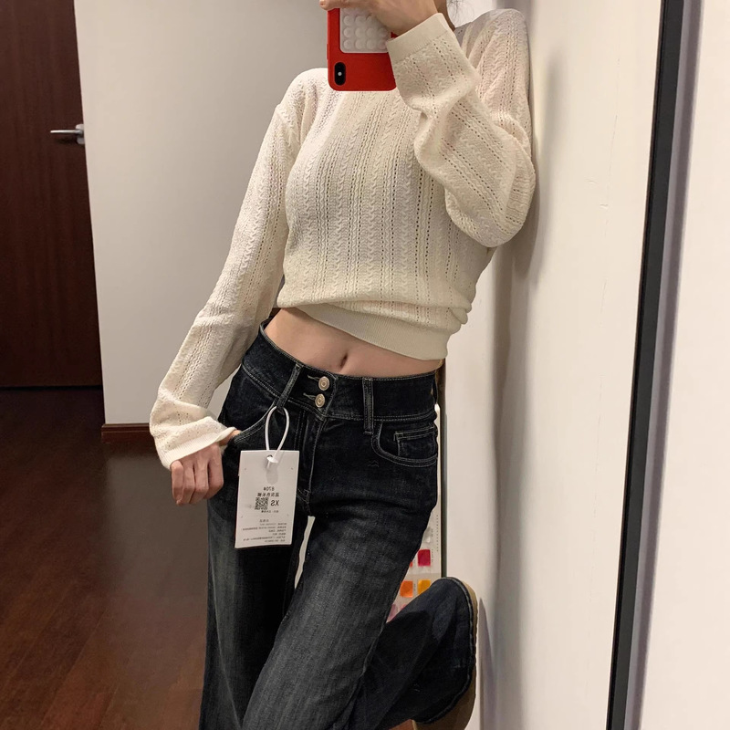 Blue-Gray Flared Jeans for Women 2026 New Low-Waist Slim Fit Non-Tight Flared Pants for Petite Women