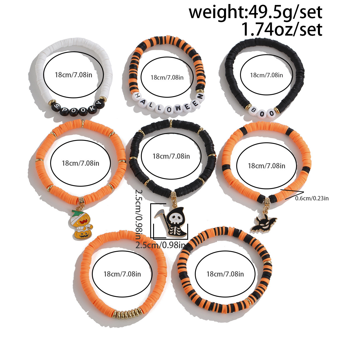 21g Weight Alloy Pendant Material Bracelets Classification CCB, Arylic, soft clay Chain Material 1 Set Quantity Festival Occasion CCB, Arylic, Alloy Material Halloween Festival Pumpkin, Bat, Ghost Pattern Women's Gender Beaded, Enamel Design Funny Style Funny Pumpkin Bat Ghost CCB Arylic Alloy Beaded Bracelets Wholesale 65