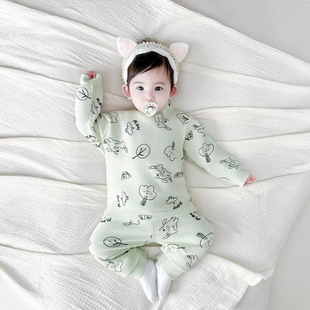 Boys and Girls Baby Set Autumn and Winter Infant Clothes Children's Loungewear Underwear Winter High-Waisted Tummy-Protecting Thermal Tops and Pants