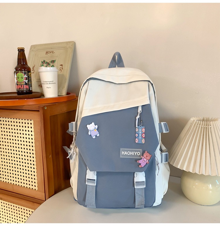 Simple, large-capacity, high-appearance-level college student schoolbag, female high school student computer backpack, niche Haraju-style male backpack undefined