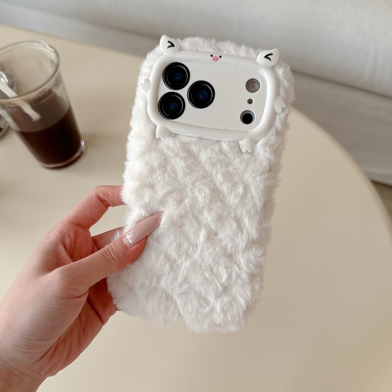 Plush Piggy 3D Iphone15 Phone Case, Soft and Fluffy Design, Sweet and Healing Style, Apple 17