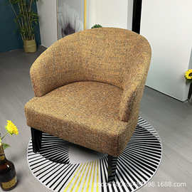 佛山工厂现代简约布艺客厅休闲接待欧式餐椅轻奢小户型单人沙发椅