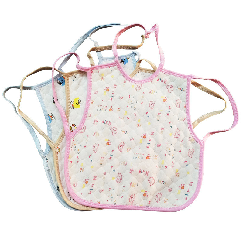 Infant Vest-Style Tie Saliva Towel, Cotton Cartoon Waterproof Rice Pocket, Newborn Anti-Spitting Saliva Bib