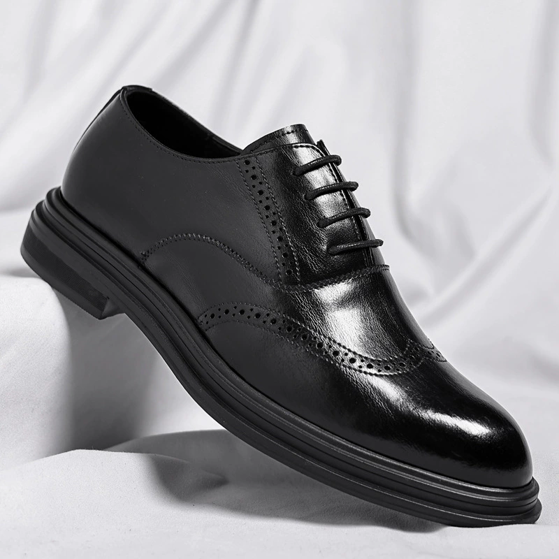 Bullock внутренняя кожаная обувь 8cm дышащая бизнес-обувь высокого роста мужская почва 6cm осенняя свадебная мужская обувь жениха