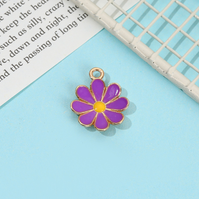 マルチカラーの小さなデイジーの花びら合金ドリップオイルジュエリーペンダント diy キーホルダーイヤリングネックレスペンダントアクセサリー|undefined
