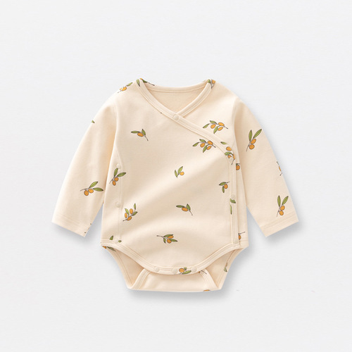 ins baby bag fart clothes spring and autumn baby triangle harem a type pure cotton printed bottoming newborn clothes jumpsuit