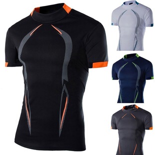 Summer Men's Fitness Training Breathable Short-Sleeved European Size Quick-Drying Clothing Men's Sports Fashion Short-Sleeved T-Shirt
