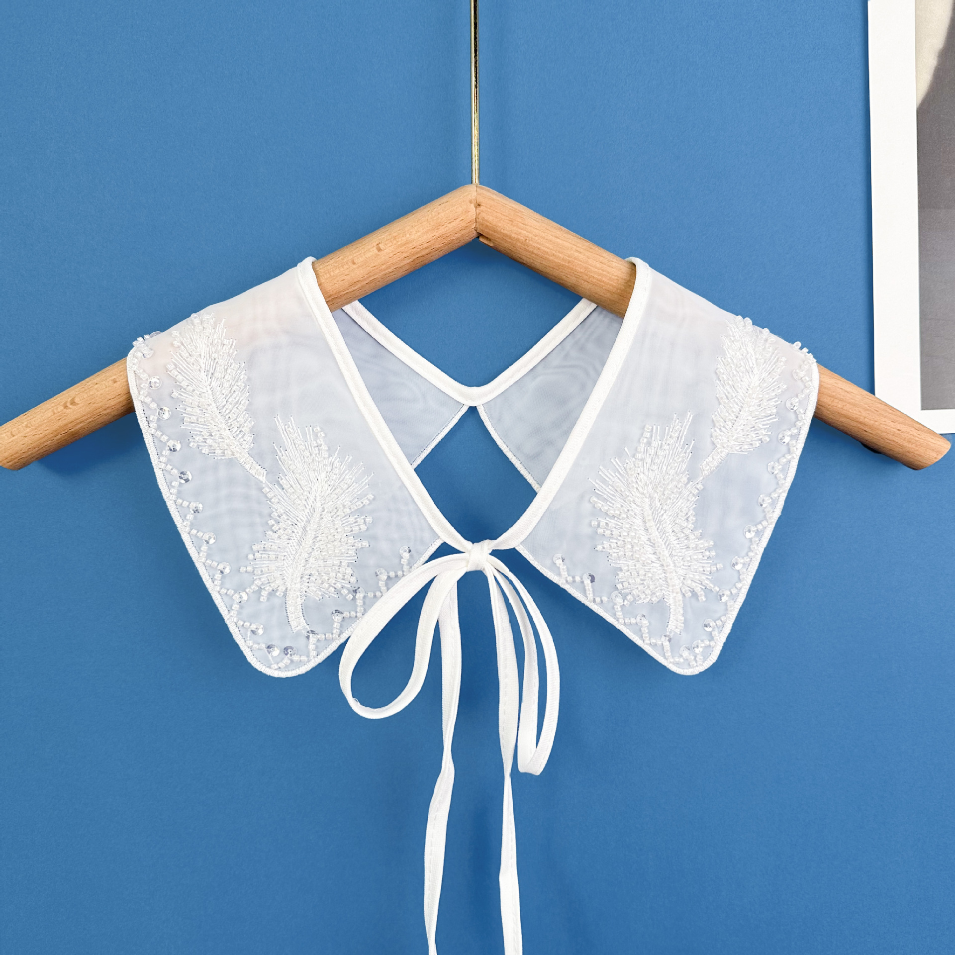 Oganza bordado cuello de clavos de cuentas falso para niños con vestido de camisa de decoración de cuello de hombro de pequeño hombro multifuncional