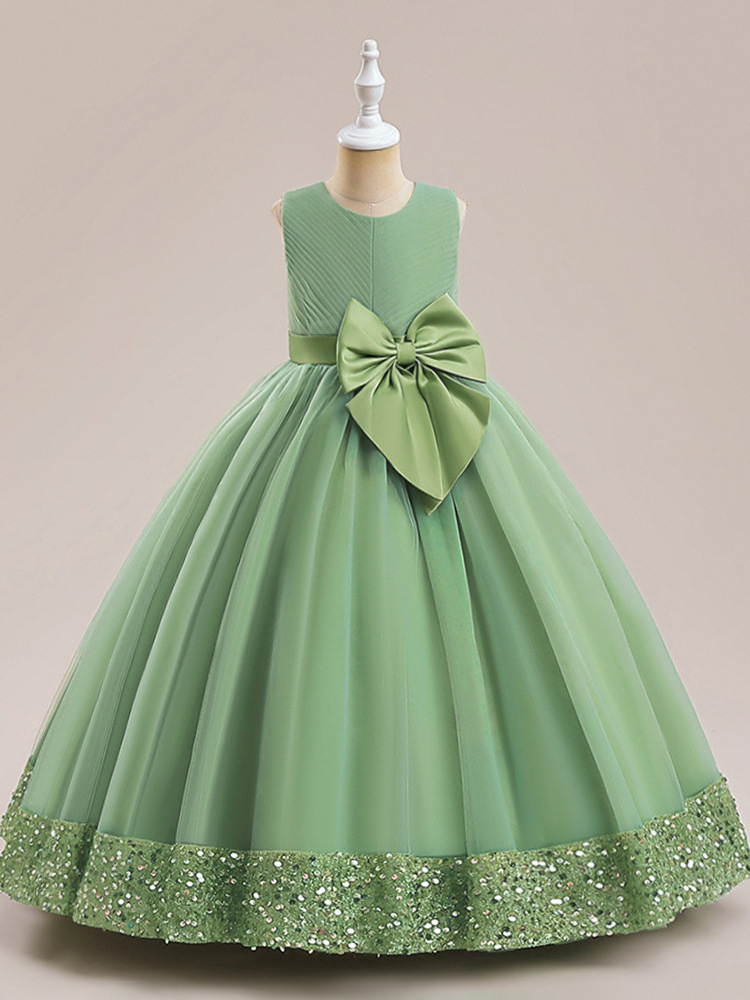 Vestido de niña Vestido medio y grande para niños Flor de rendimiento ropa para niños vestido de novia vestido largo de niña princesa vestido de malla de lentejuelas