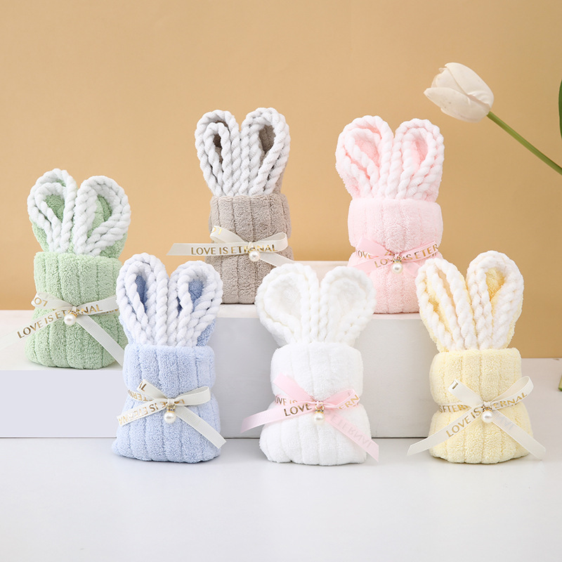 Coral fleece hand gift rabbit modeling towel Xi shop birthday gift wedding gift kindergarten opening creativity