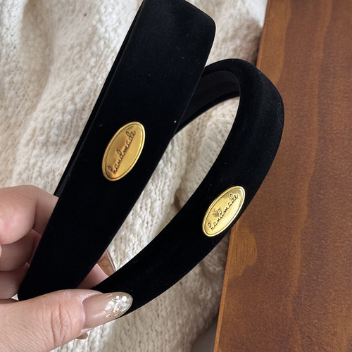 Korean style simple velvet gold buckle headband retro niche heightening sponge headband hairpin hair accessories new style