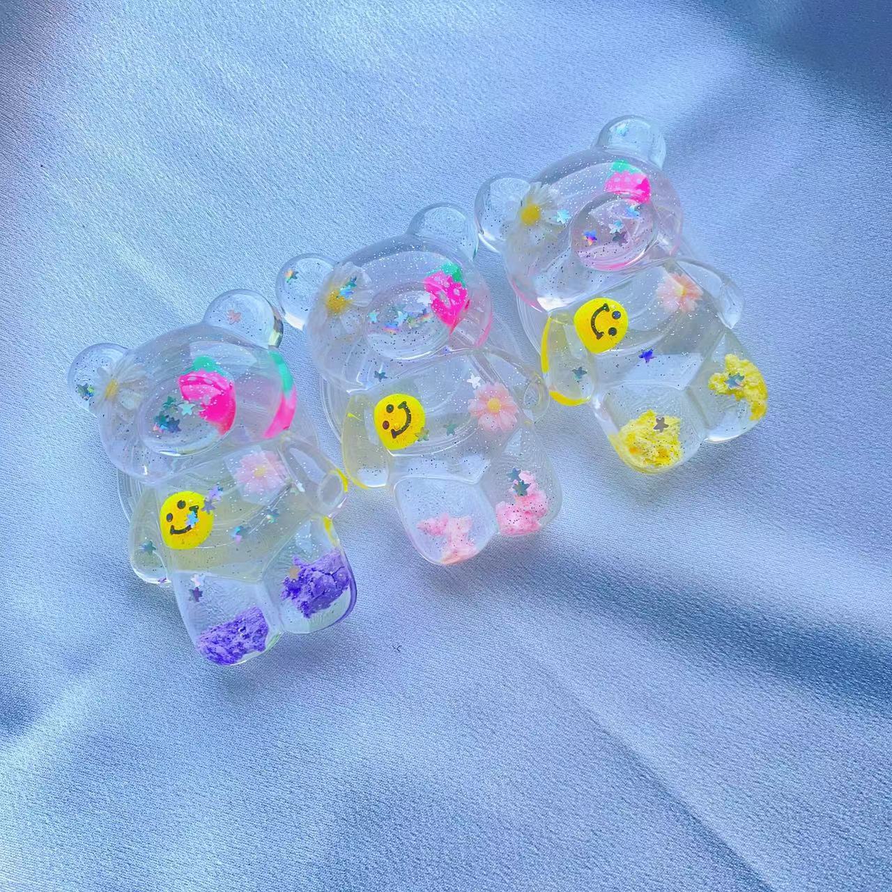 Buntes lächelndes Gesicht, dreidimensionale Wolke, Bären-Airbaghalter, fünfeckiger Stern, glitzerndes Rosa, koreanischer Desktop,_voghion.com