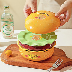 【モダン主婦＆バターベア】ハンバーガー食器セット 食器 家庭用プレート ディナープレート 誕生日プレゼント