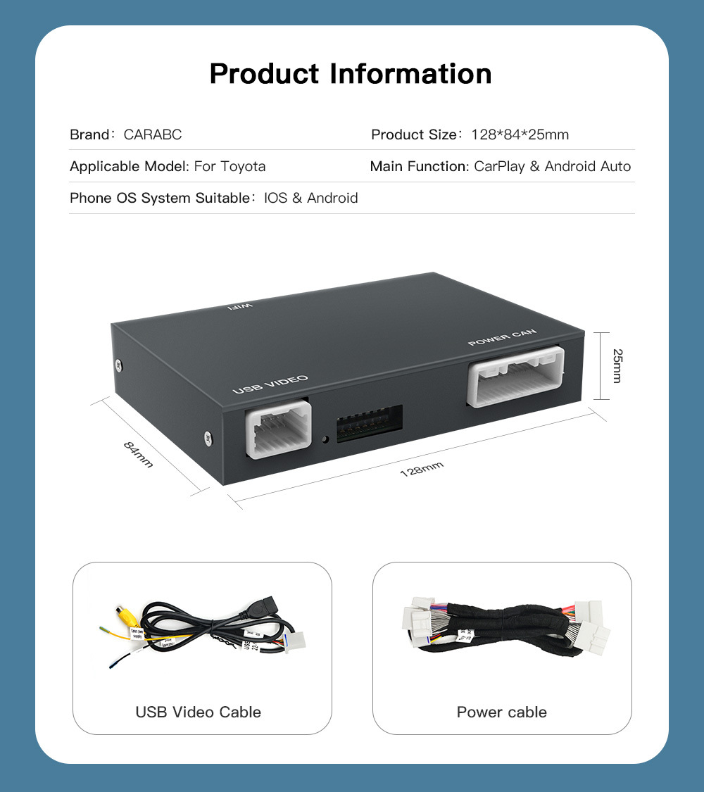 Applicable to overseas Toyota wireless carplay interconnection Android auto smart car navigation module cross-border