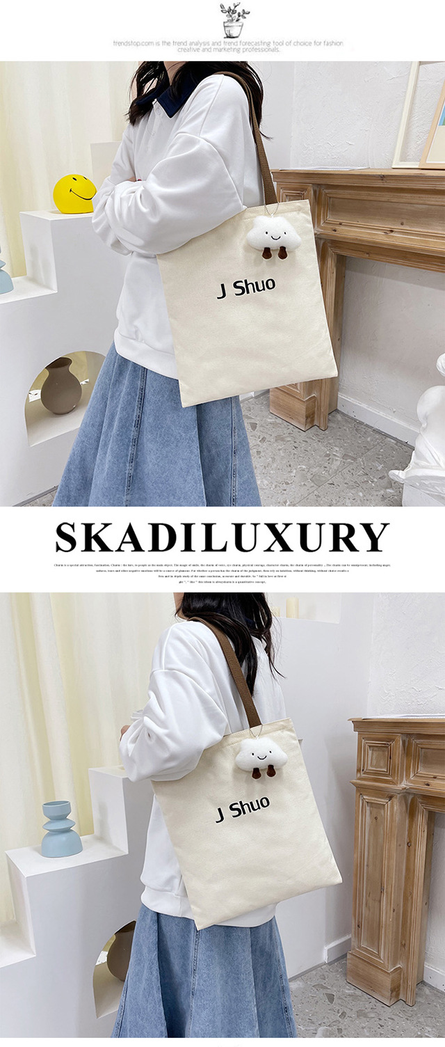 The 2022 new trendy women's canvas bag, a retro and cute student ulzzang canvas bag for women undefined