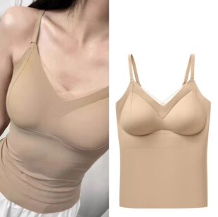 Summer foundation, comfortable tank top, universal underwear, light luxury style, V-neckline, no trace, slim fit