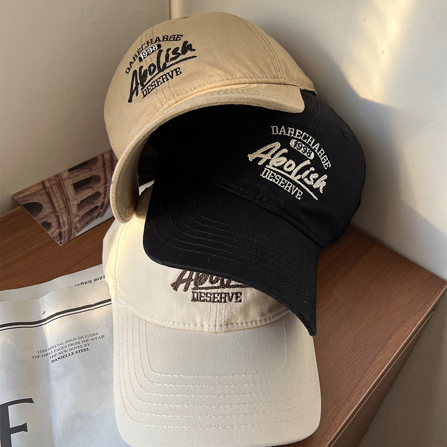 YAOLI ~ American Big Headband Show Face Pequeño sombrero de béisbol mujer Inglés bordado sombrero de protección solar hombre