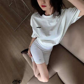 正确版Alo25新款夏季小标LOGO纯色短袖百搭休闲宽松男女慵懒感T恤