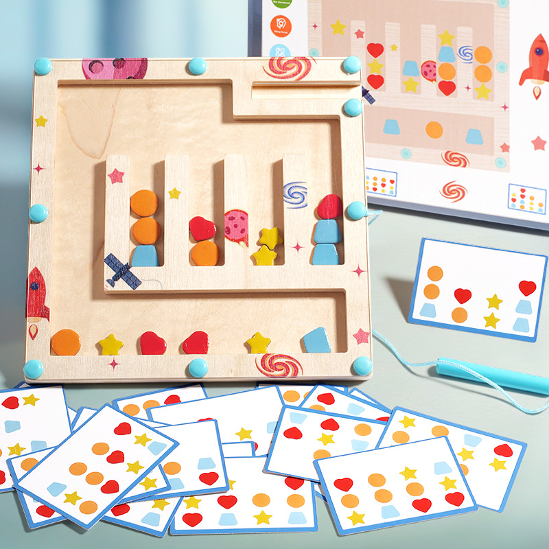 Entrenamiento de pensamiento lógico para niños transfronterizos forma de cuatro colores juego magnético de ajedrez juegos de mesa juegos de puzzle image 2