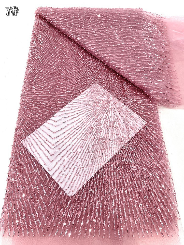 Sequin, tubo de perlas bordado, tela de bordado, alta definición, diseño de moda, vestido de moda, vestido de boda, tela