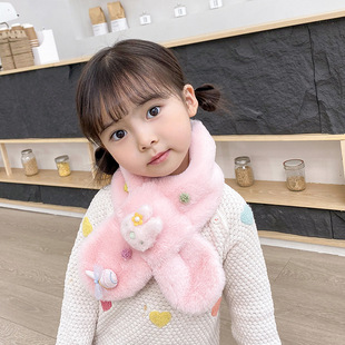New children's scarf winter plush cartoon Korean style Boys Girls kids warm scarf imitation rabbit fur baby scarf