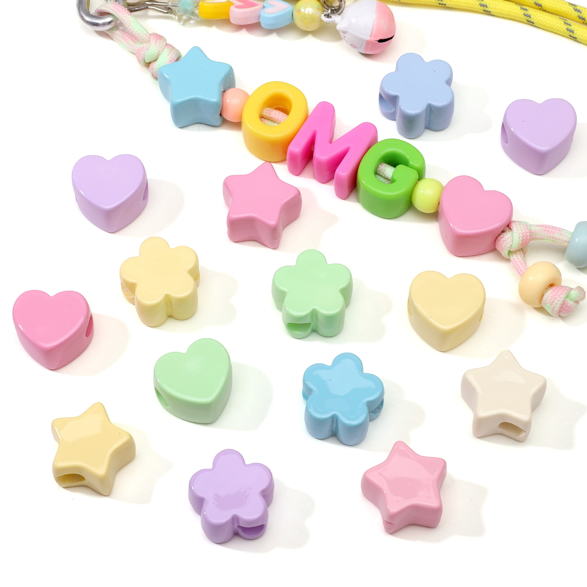 Acrylic cream beads heart-shaped handmade
