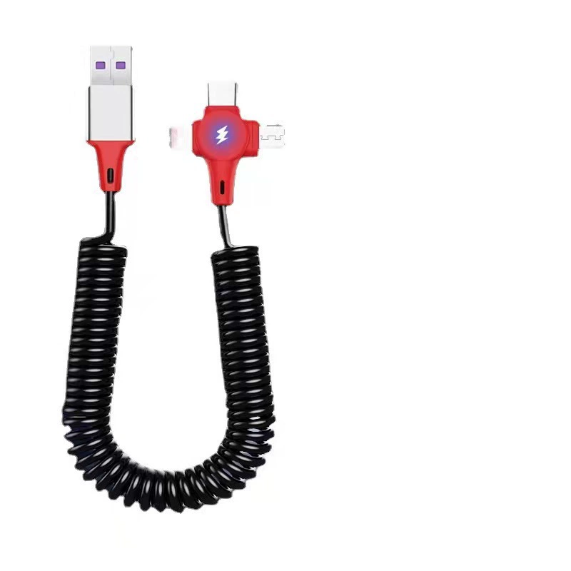 6A 3IN1 spring кабель быстрая зарядка подходит для iPhone USB Type C