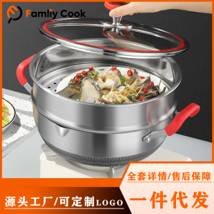 New Product 316L Stainless Steel Three-Layer Composite Steel Double-Eared Soup Pot Hot Pot Korean Gas Stove Induction Cooker Universal