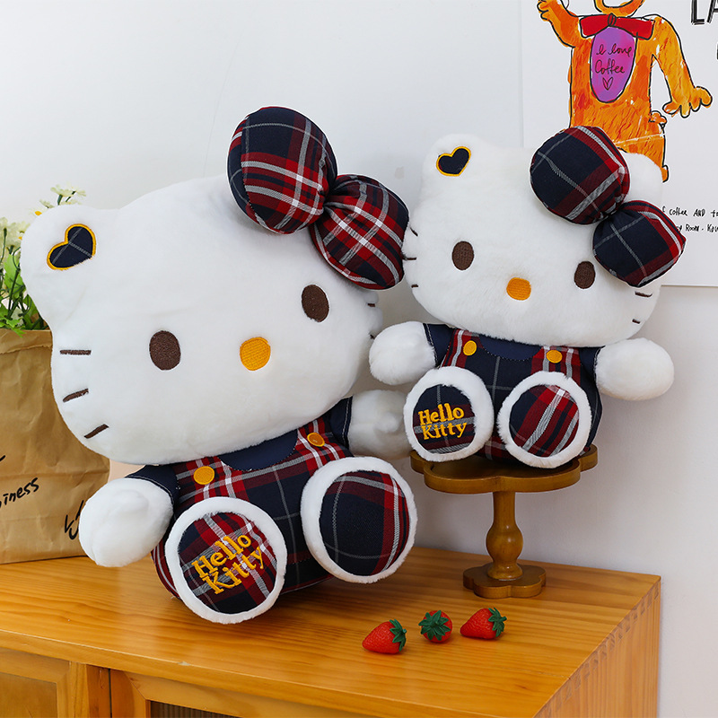 クリエイティブチェック柄スカート猫人形キャンパスハローキティぬいぐるみキャッチャーマシン人形かわいい人形外国貿易卸売|undefined