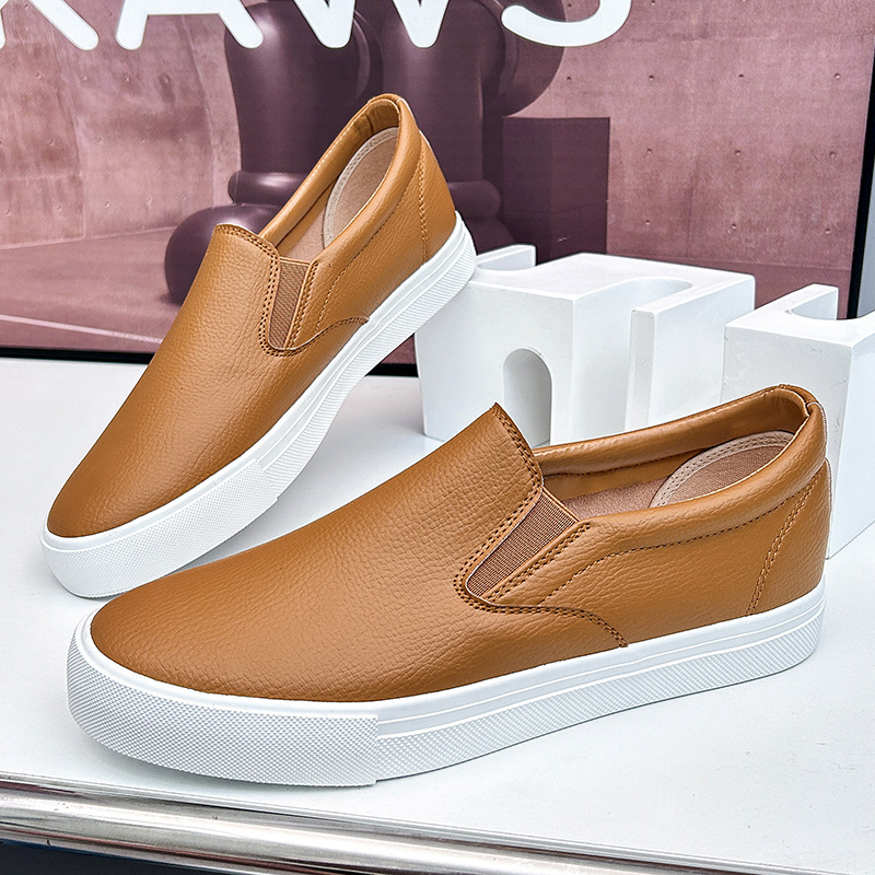 Slip-On Men's Shoes, Elastic Lazy Flat Shoes, Casual Sneakers, Cross-Border Foreign Trade Shoes, Work and Indoor All-Black Men's Shoes