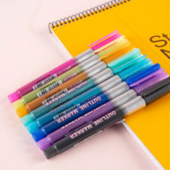 Punctuation double-line pen 1507 double-line outline pen 8-color set color marker two-color pen outline outline DIY