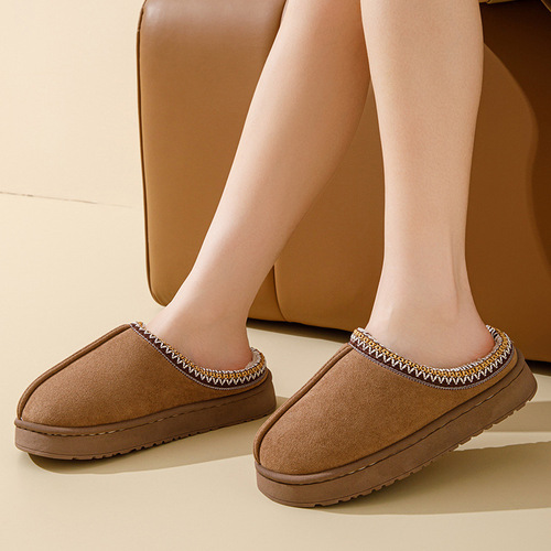 Cotton Slippers for Ladies Autumn/Winter Anti-Slip Couple Indoor Leisure Anti-Slip Plush Slippers for Men in Winter