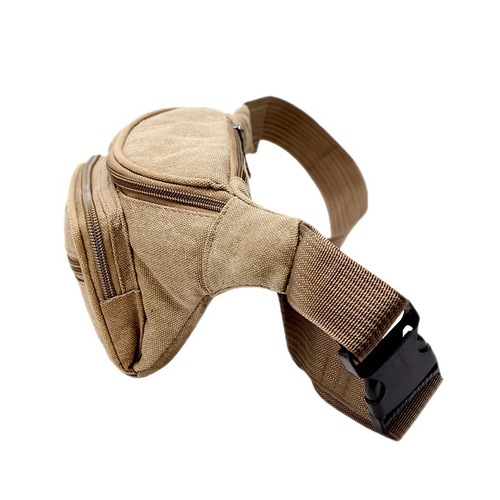 腰包男款休闲斜挎胸包 帆布男士腰包 跑步运动手机腰包生意收银包