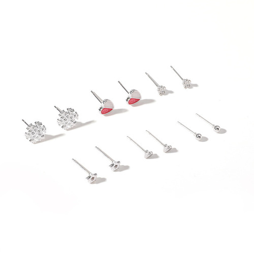 One-week earring set, small, new, versatile, simple, no need to take off new style earrings, women's fashionable temperament earrings wholesale