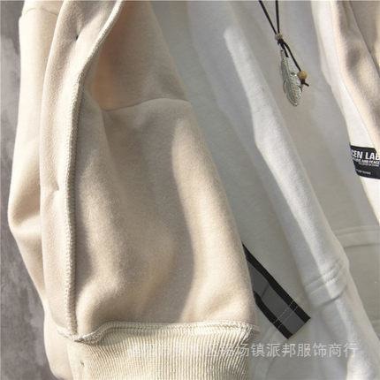 Design of autumn and winter INS pocket labels for men's hooded coats, Korean style, trendy, large size, loose fit, trendy brand, button opening, hoodie sweatshirt