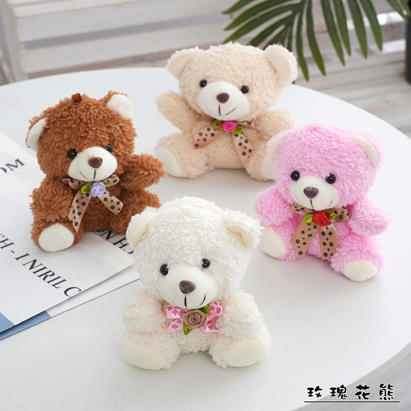 Rose flower bear plush toy, backpack pendant, doll, wedding party favor, small wedding gift