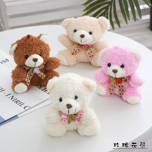 Rose flower bear plush toy, backpack pendant, doll, wedding party favor, small wedding gift