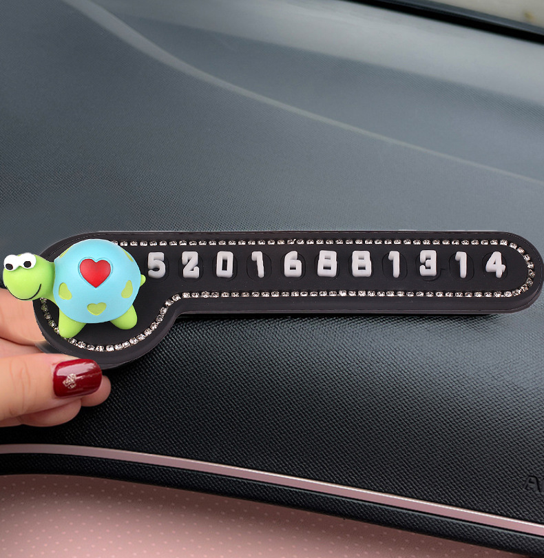 [Little Turtle] Lindos adornos de coche de dibujos animados, pantalla de control central de coche, decoración carnosa de musgo