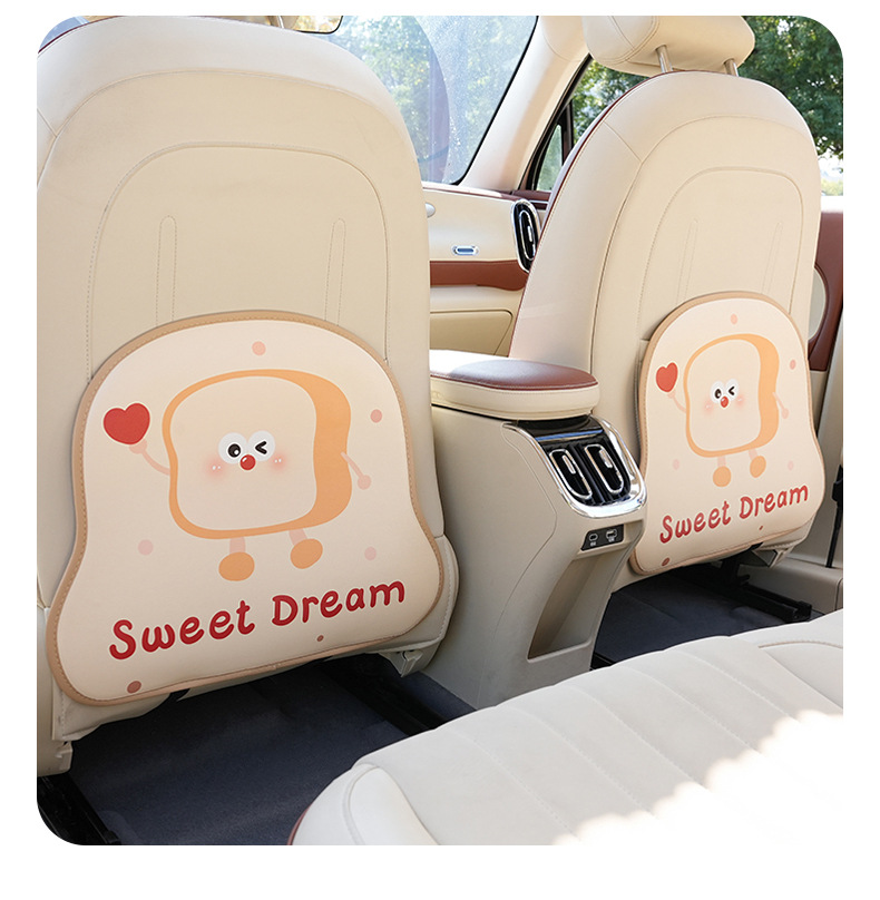 Toast Cheese Car Anti-Kick Pad Three-Dimensional Leather Easy to Clean Chair Back Anti-Dirty Pad Cartoon Cute Car Anti-Kick Pad