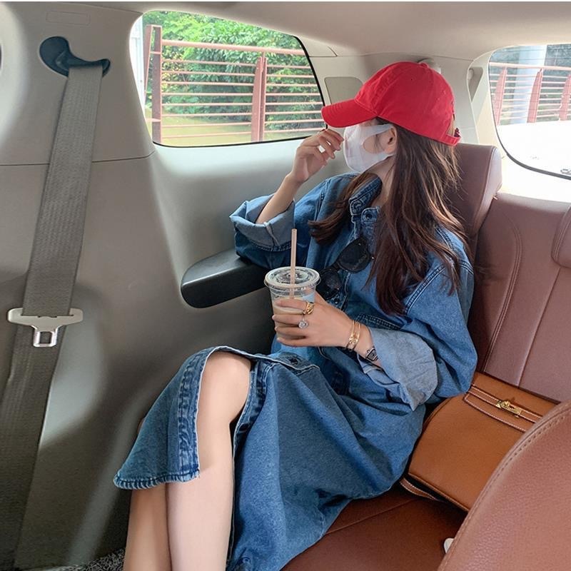 Autumn Clothing 2025 New Cool Style Women's Long French Imitation Denim Long-Sleeved Shirt Dress