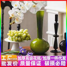 中式花瓶玻璃高级感客厅装饰摆件水培玻璃器皿中古花瓶侘寂风家居