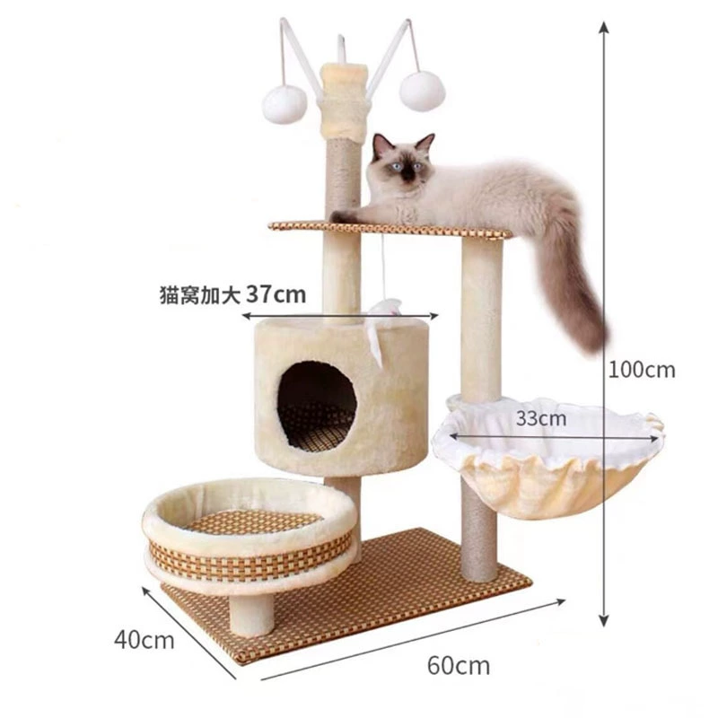 Cat climbing rack cat shelves cat nest Cat caught the upper and lower cat tree columns in the four seasons universal wear -resistant cat jumping platform cat house