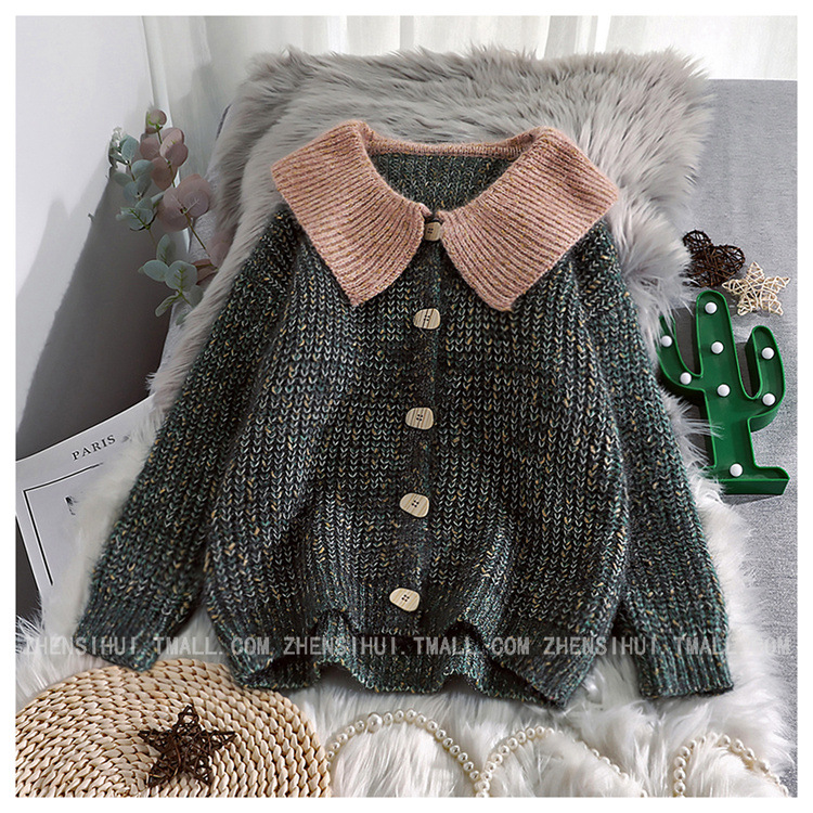 doll collar thick cardigan nihaostyles clothing wholesale NSSX89214